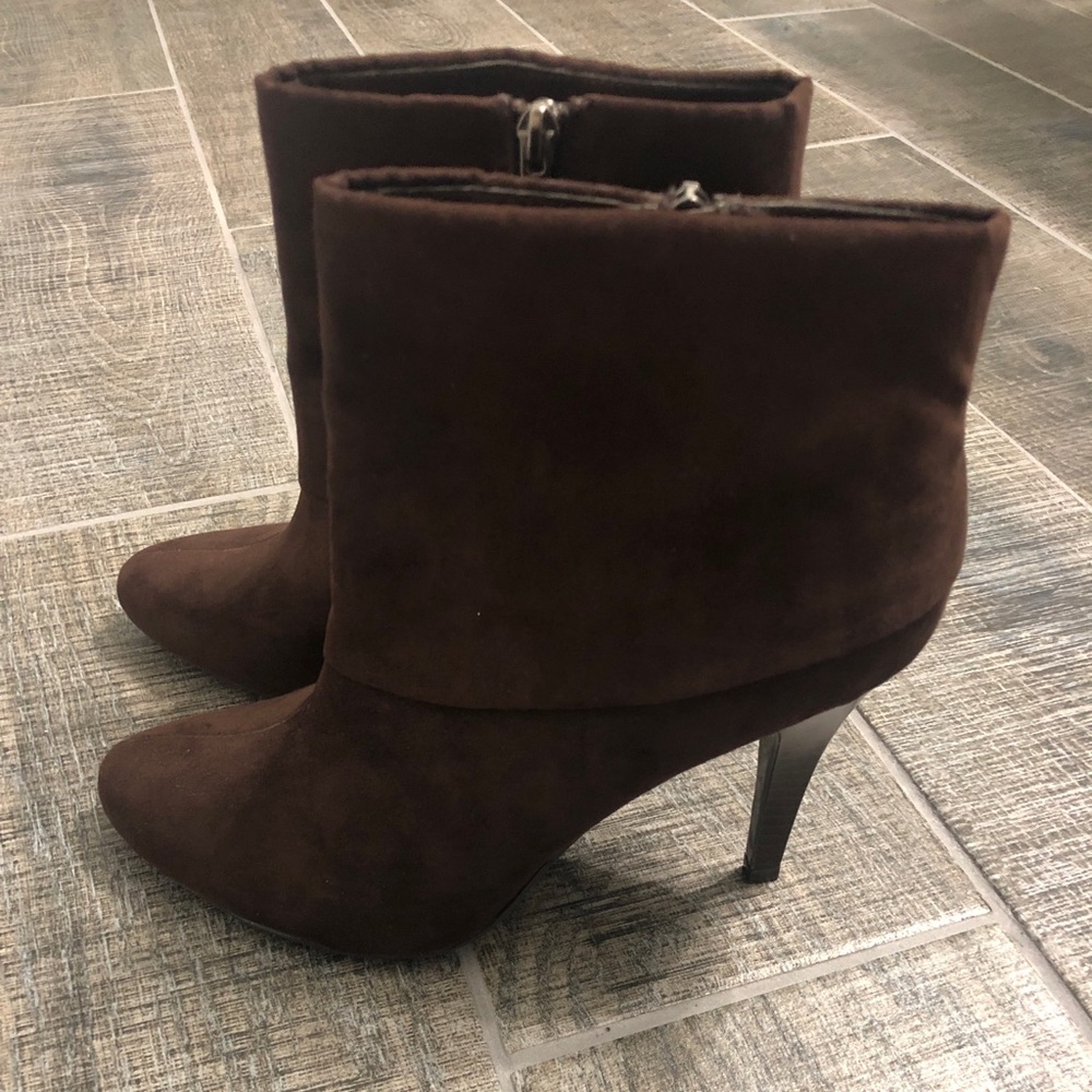 Marc Fisher Brown Suede Ankle Booties with Stiletto Heel